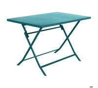 Table de jardin pliante rectangulaire ""Greensboro"" bleu canard 4 places en acier traité époxy - Hespéride