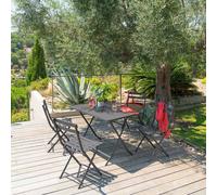 Table de jardin pliante rectangulaire GREENSBORO Graphite 4 places - Acier traité époxy, Traitement antirouille renforcé Hespéride