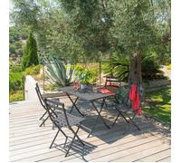 Table de jardin pliante rectangulaire GREENSBORO Graphite 4 places - Acier traité époxy, Traitement antirouille renforcé Hespéride