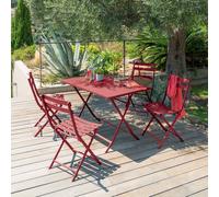 Table de jardin pliante rectangulaire GREENSBORO Grenade 4 places - Acier traité époxy, Traitement antirouille renforcé Hespéride