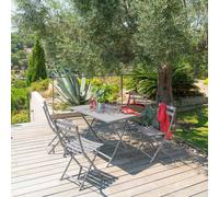 Table de jardin pliante rectangulaire GREENSBORO Gris quartz 4 places - Acier traité époxy, Traitement antirouille renforcé Hespéride