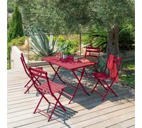 Table de jardin pliante rectangulaire GREENSBORO Groseille 4 places - Acier traité époxy, Traitement antirouille renforcé Hespéride