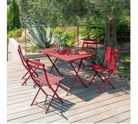 Table de jardin pliante rectangulaire GREENSBORO Groseille 4 places - Acier traité époxy, Traitement antirouille renforcé Hespéride