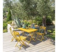 Table de jardin pliante rectangulaire GREENSBORO Jaune moutarde 4 places - Acier traité époxy, Traitement antirouille renforcé Hespéride