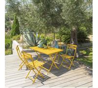 Table de jardin pliante rectangulaire GREENSBORO Jaune moutarde 4 places - Acier traité époxy, Traitement antirouille renforcé Hespéride