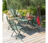 Table de jardin pliante rectangulaire GREENSBORO Vert olive 4 places - Acier traité époxy, Traitement antirouille renforcé Hespéride