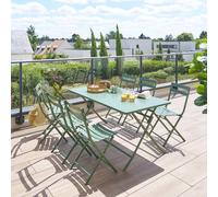 Table de jardin pliante rectangulaire GREENSBORO Vert olive 6 places - Acier traité époxy, Traitement antirouille renforcé Hespéride