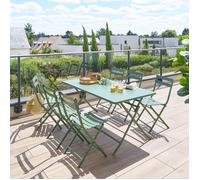 Table de jardin pliante rectangulaire GREENSBORO Vert olive 6 places - Acier traité époxy, Traitement antirouille renforcé Hespéride