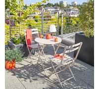 Table de jardin pliante ronde GREENSBORO Argile 2 places - Acier traité époxy, Traitement antirouille renforcé Hespéride