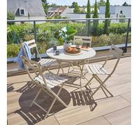 Table de jardin pliante ronde GREENSBORO Argile 4 places - Acier traité époxy, Traitement antirouille renforcé Hespéride