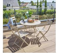 Table de jardin pliante ronde GREENSBORO Argile 4 places - Acier traité époxy, Traitement antirouille renforcé Hespéride