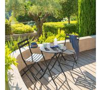 Table de jardin pliante ronde GREENSBORO Graphite 2 places - Acier traité époxy, Traitement antirouille renforcé Hespéride