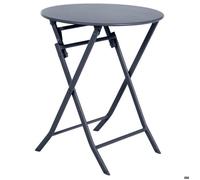Hespéride Table de jardin pliante Greensboro ronde 2 pers Graphite acier époxy antirouille renforcé