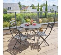 Table de jardin pliante ronde GREENSBORO Graphite 4 places - Acier traité époxy, Traitement antirouille renforcé Hespéride