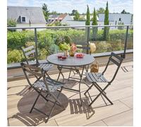 Table de jardin pliante ronde GREENSBORO Graphite 4 places - Acier traité époxy, Traitement antirouille renforcé Hespéride