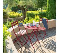 Table de jardin pliante ronde GREENSBORO Grenade 2 places - Acier traité époxy, Traitement antirouille renforcé Hespéride