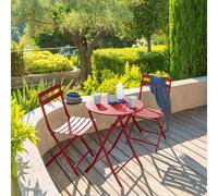 Table de jardin pliante ronde GREENSBORO Groseille 2 places - Acier traité époxy, Traitement antirouille renforcé Hespéride