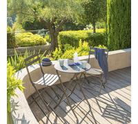 Table de jardin pliante ronde GREENSBORO Tonka 2 places - Acier traité époxy, Traitement antirouille renforcé Hespéride