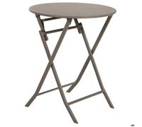 Table de jardin pliante ronde ""Greensboro"" tonka 2 places en acier traité époxy - Hespéride