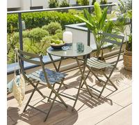 Table de jardin pliante ronde GREENSBORO Vert laurier 2 places - Acier traité époxy, Traitement antirouille renforcé Hespéride