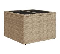 Table de Jardin pour Terrasse et Balcon, Bureau D'extérieur carré en Rotin PE, avec Plateau en Bois Massif, 55x55x37 Cm (Beige #02)