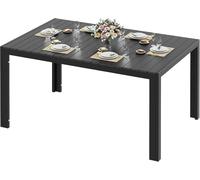 Table de jardin pour terrasse - Table rectangulaire pour l'extérieur - Structure en aluminium - Plateau imitation bois en WPC - Dimensions : 140 x 90 x 75 cm - Pour 6 à 8 personnes - Résistante aux in