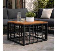 vidaXL Table de jardin Gris et noir 55 x 55 x 37 cm Rotin PE et verre