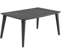 Table de jardin rectangulaire, 160cm, gris graphite, résine finition bois, 6 personnes, Lima