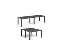 Table de jardin Rectangulaire Coloris : graphite En résine Modulable 3 en 1 JULIE D
