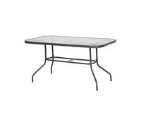 Outsunny Table de jardin rectangulaire 140x80x70 cm métal époxy gris plateau verre trempé
