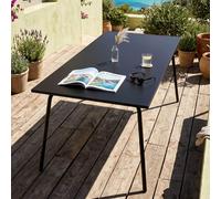 Table de jardin rectangulaire en acier 8 places 180 cm noir - Oviala Palavas
