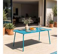 Table de jardin rectangulaire en métal 8 places 180 cm bleu - Oviala Palavas