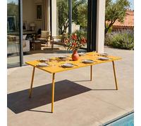 Table de jardin rectangulaire en métal 8 places 180 cm jaune - Oviala Palavas