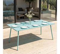 Table de jardin rectangulaire en métal 8 places 180 cm turquoise - Oviala Palavas