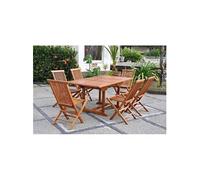 Lubok table de jardin rectangulaire et 6 chaises en teck huilé