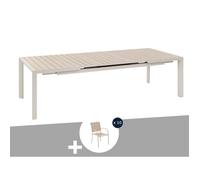 Table de jardin rectangulaire extensible en aluminium Evasion Lin/Argile 8/10 places + 10 fauteuils Piazza - Hespéride