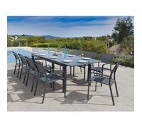 Table de jardin rectangulaire extensible en aluminium Milos Anthracite 8/10 places - Jardiline