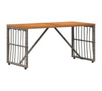 Table de Jardin Rectangulaire Grise 80 x 40 x 40 cm Acier et Polyratan | Plateau bois d'acacia massif, cadre acier durable, entretien facile, housse imperméable recommandée