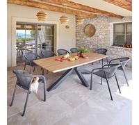 Table de jardin rectangulaire ORACLION Noix / Graphite 10 places - Aluminium traité époxy Hespéride