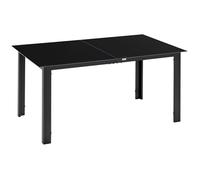 Outsunny Table de jardin rectangulaire aluminium plateau verre trempé 6 pers 150 x 90 x 74 cm noir