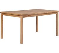 Table de jardin rectangulaire, usage intérieur et extérieur, bois de teck massif poncé, finition à base d'eau, pieds robustes 5x5 cm, 150x90x77 cm