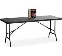Table de jardin Relaxdays, pliable, dimensions : 72 x 180 x 74 cm, plastique, acier, résistante aux intempéries, 8 personnes, table de camping, noire