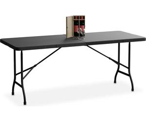 Table de jardin Relaxdays, pliable, dimensions : 72 x 180 x 74 cm, plastique, acier, résistante aux intempéries, 8 personnes, table de camping, noire
