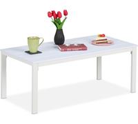 Table de jardin Relaxdays, résistante aux intempéries, convient également pour la terrasse et le balcon, table de salon, dimensions : 39 x 98 x 48 cm, table d'extérieur, blanche
