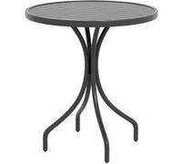 Outsunny Table de jardin ronde Ø 66 cm – Acier galvanisé, plateau à lattes – Noir