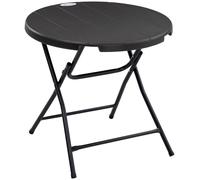 Table de jardin ronde Ø 80 cm – Table de balcon pliable aspect bois – Table à manger gris foncé pour 4 personnes, résistante aux intempéries