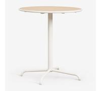 Table De Jardin Ronde Ø65 Cm En Acier Et Bois D'acacia Tilda Blanc Gardenia Blanc
