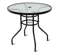 Table De Jardin Ronde 80 X 80 X 72 Cm Avec Trou De Parasol Design Moderne En Métal Noir Helloshop26 20_0013999 Multicolore