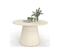 IDMarket Table de jardin ronde AMELIA 6 personnes avec pied central en métal beige