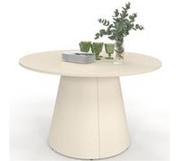 IDMarket Table de jardin ronde AMELIA 6 personnes avec pied central en métal beige